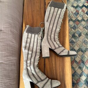 Free People Gray Lace Up Boots